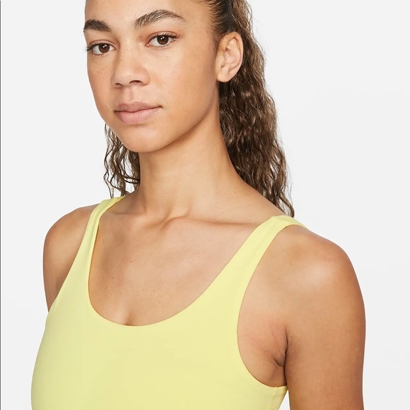 Nike Yoga Luxe Women's Infinalon Crop Top - Light Zitron/Grey Fog - Picture 2 of 5